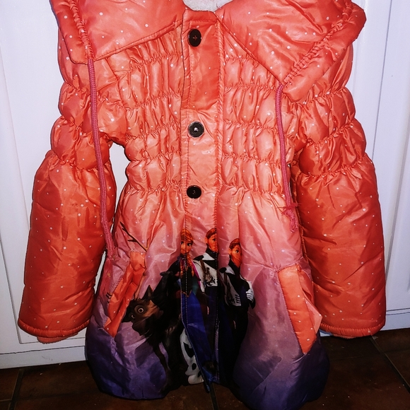 Frozen Winter Jacket warm Lined down . frozen Images on Front & Back sz 6 - Picture 4 of 9